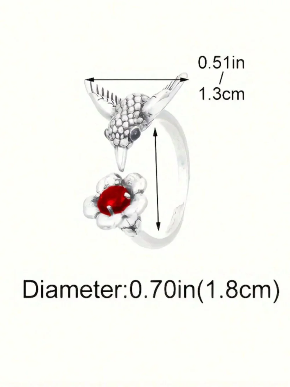Green Stone Adjustable Hummingbird Rings‎